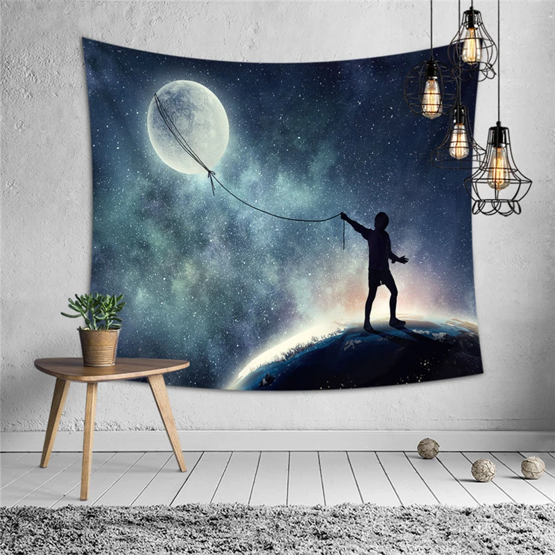 Гобелен на стену с принтами Галактики, небесного тела, Вселенная мандала, Настенный Ковер, одеяло, украшение, Детские Полиэстеровые гобелены