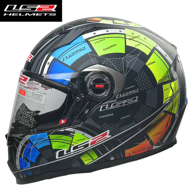 LS2 FF358 Полнолицевой мотоциклетный шлем Casco Moto Мужской Женский шлем съемный объектив capacete LS2 разноцветный