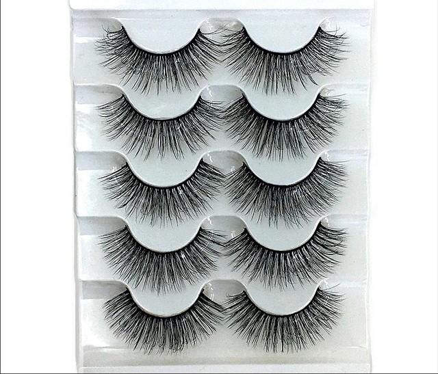 5 pairs 3D mink false eyelashes natural makeup eyelash extension long cross volume soft fake eye lashes winged faux cils