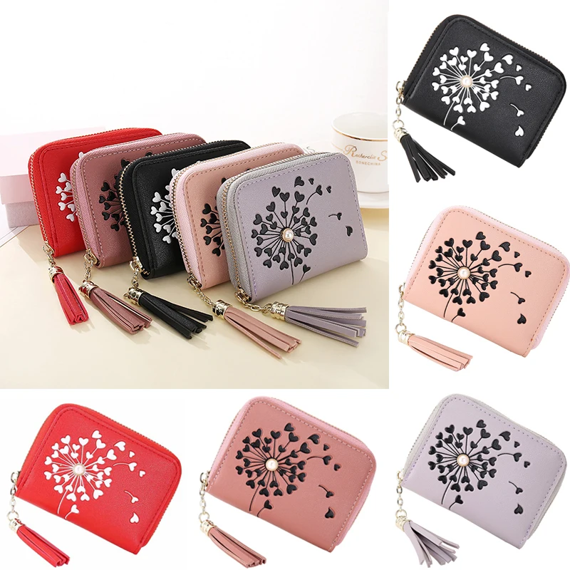 

2019 Women Wallets dandelion Coin Purse short Money Bags cash bag Cards Holder Purses Female zipper leather wallet free shipping