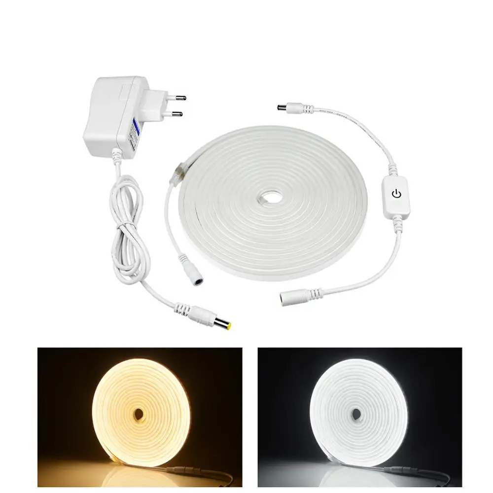 

Dimmable Neon light LED Strip Light EU US 110V 220V To DC 12V tiras led fita de led Backlight Home Decor lamp With Touch Switch