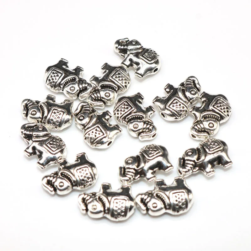 12 мм 20шт Серебряный Материал тибетские серебряные бусины Слон Европейские Бусины c разделителем ручной работы Шарм, изготовление украшений