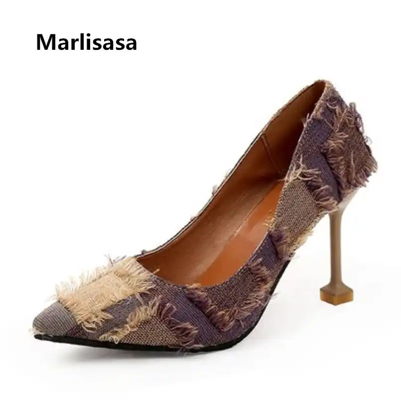 Женские Высокие каблуки Marlisasa женские модные удобные весенние туфли с узором