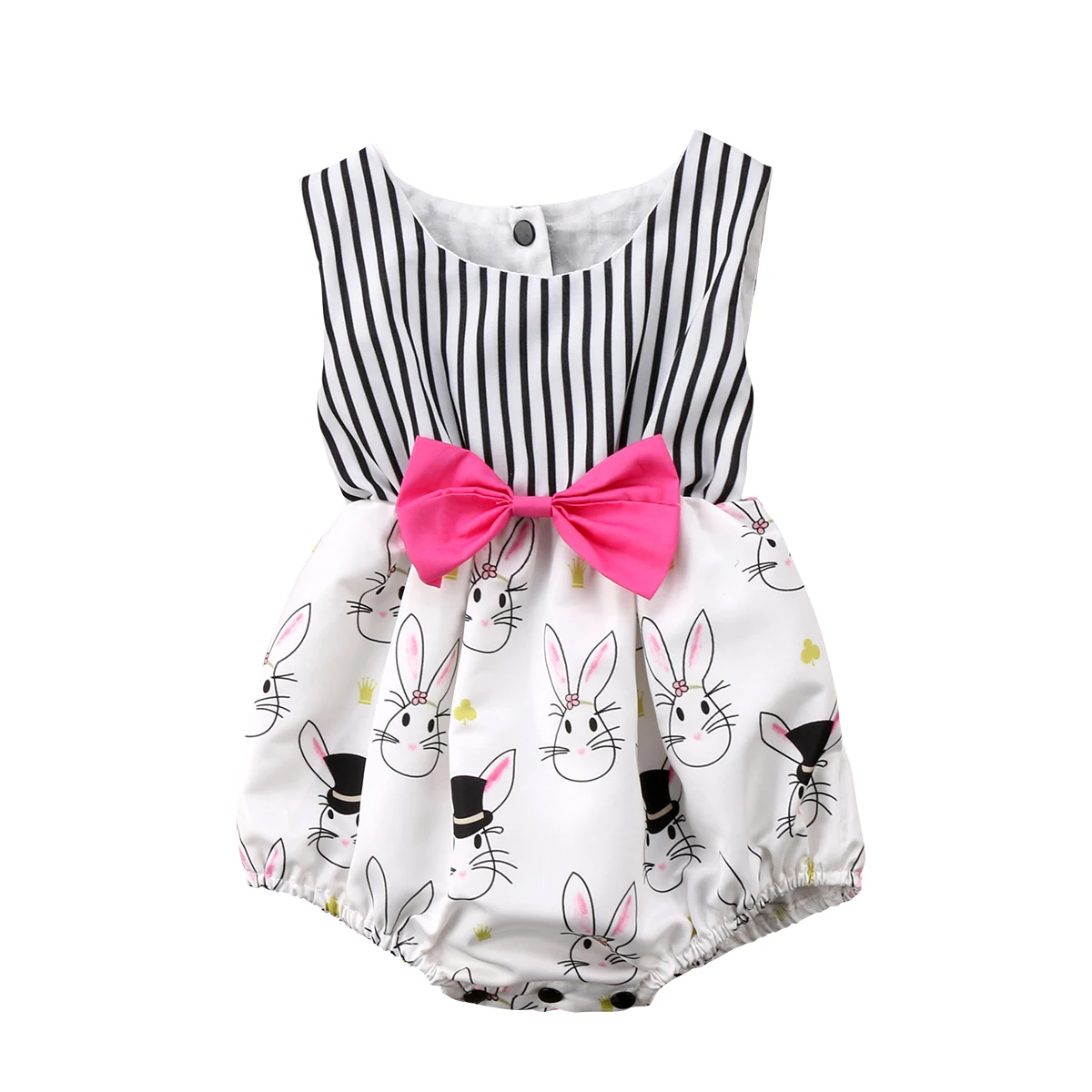 Модная одежда для новорожденных девочек, детский полосатый комбинезон с кроликом, комбинезон, одежда для 0-24 месяцев