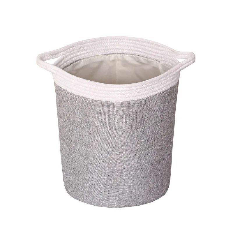 

Foldable Imitation Linen Laundry Basket Washable Round Clothes Bag with Handles BDF99