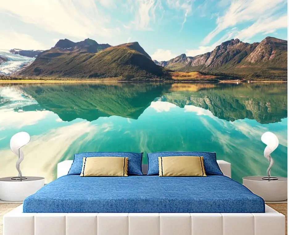 

custom photo wallpaper High-definition scenic mountains lakes and mountains beautiful and simple background wall