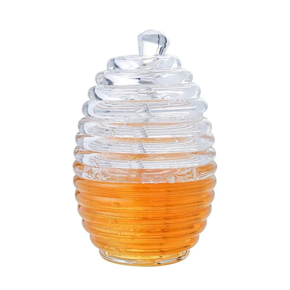 

Honey Jar Clear Beehive Jam Jar Honey Pot with Dipper and Lid, 9 OZ