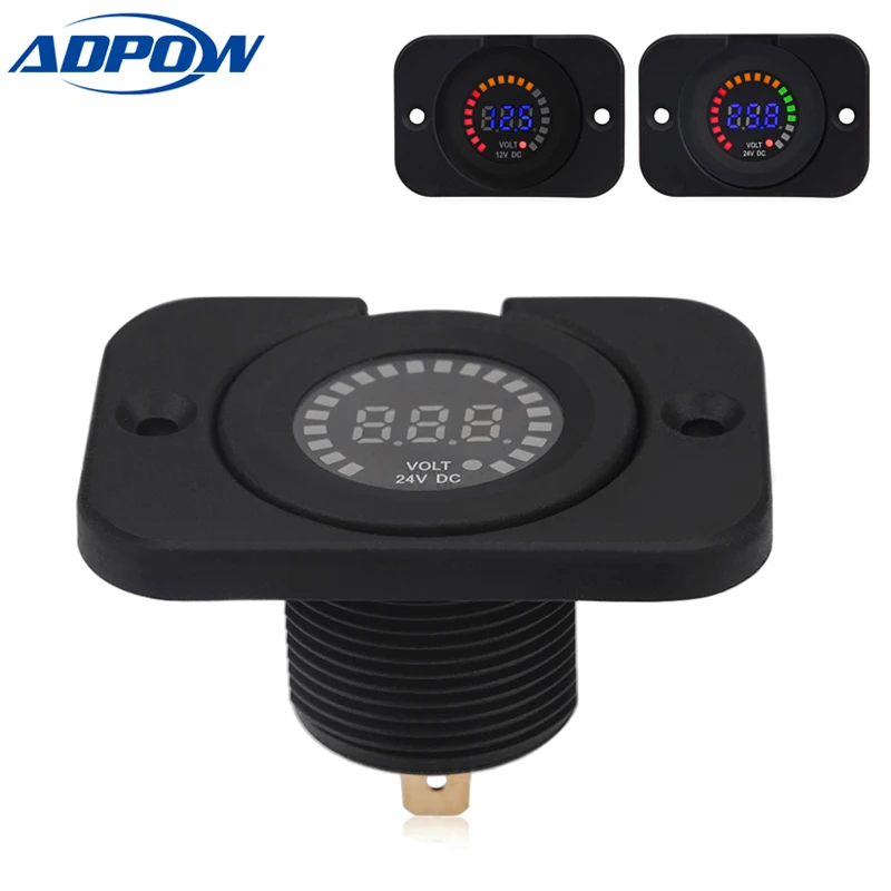 

Car Motorcycle LED Panel Digital Voltage Meter Display Auto Car Voltmeter Panel Waterproof Volt Meter Gauge for Boat 24V