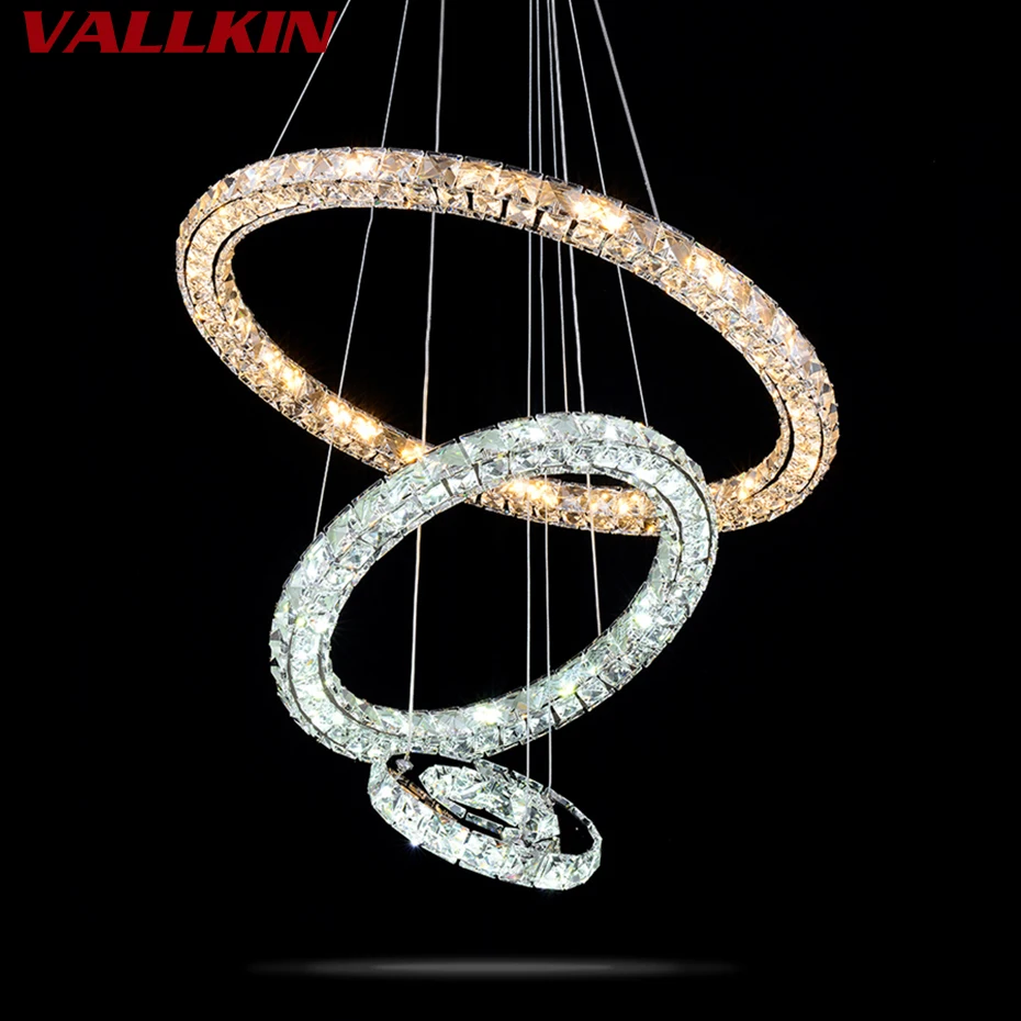Popular Diamond Ring LED Crystal Pendant Light Modern LED Circles