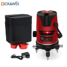 GOXAWEE Red laser level 360 Degree Cross Line Rotary Level Measuring Instruments 5 lines 6 points for Construction Tools
