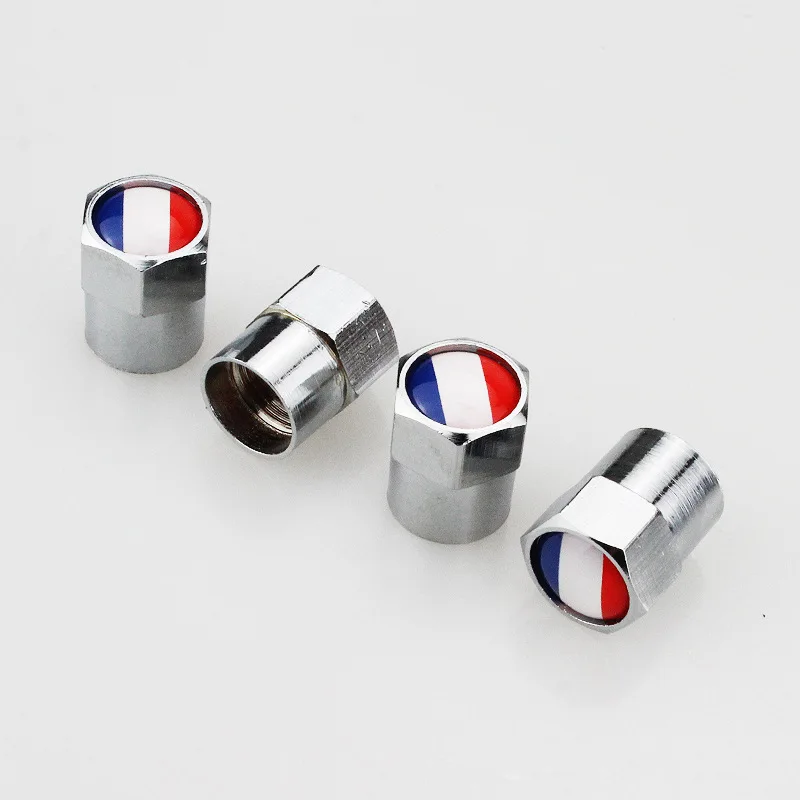 

4pcs/set Car Wheel Tire Tyre Valve Stem Caps France French Spain Spanish National Flags Logo Air Dust Waterproof Covers