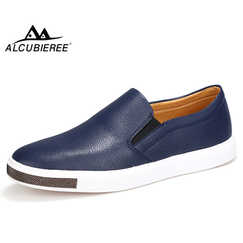 

ALCUBIEREE Fashion Man Sneakers Casual Shoes Mens Split Leather Loafers Driving Shoes Slip-on Flats Boat Shoes Male Moccasins