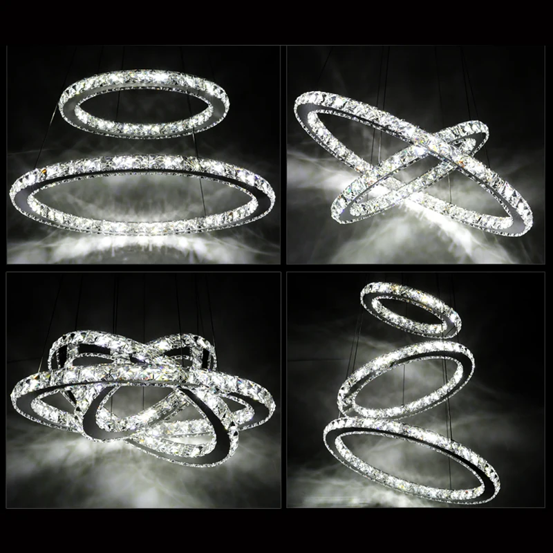Diamond Crystal Ring LED Chandelier Crystal Lamp Modern Crystal Light Fixture Circle Hanging Lustres LED Luminaire
