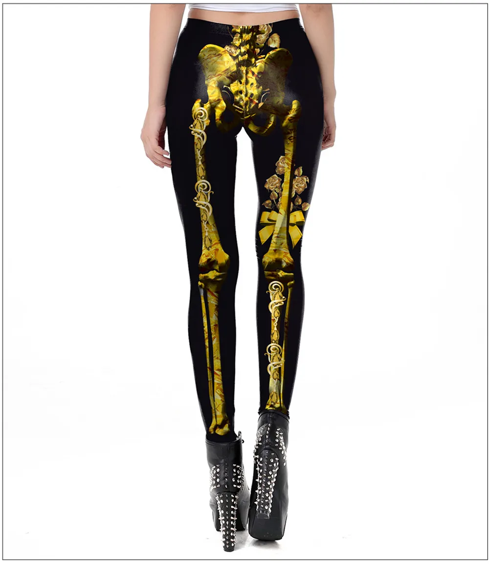 [You're My Secret] классические золотые Леггинсы со скелетом для женщин, модный костюм для Хэллоуина с 3D принтом, спортивные Леггинсы, тренировочные брюки
