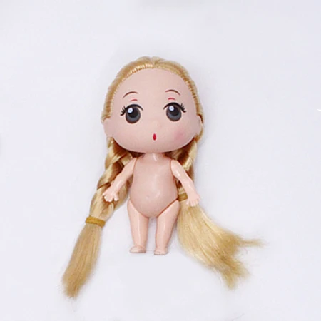 Cute Mini 10cm 1/6 Doll Nude Body 5 Jointed Moveable With Dolls Hair 3D Eyes DIY Toys Accessories Gift for Girl 12