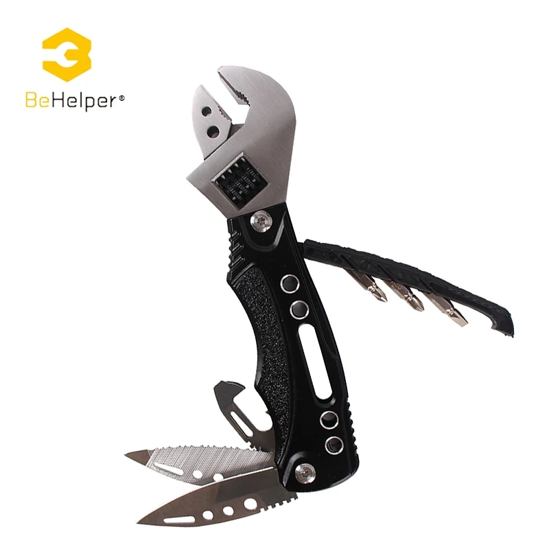 

BeHelper Outdoor Multitool Adjustable Wrench Pliers Folding Pocket Knife Screwdriver Set Jaw Opener Survival Hand Tools