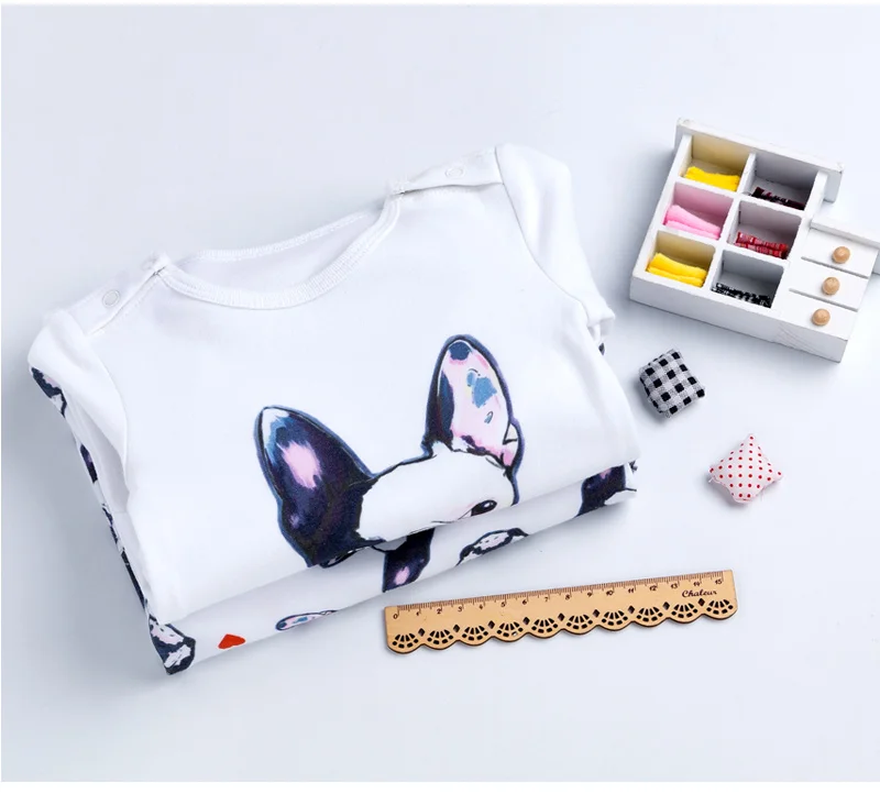 Baby Jumpsuit Cotton Baby Overalls Bulldog Long Sleeve Rompers Clothing Cotton Dog Anima 2022New Autumn/Winter Newborn Girl Boy Jumpsuit hat Cute Infant Baby Girls Romper