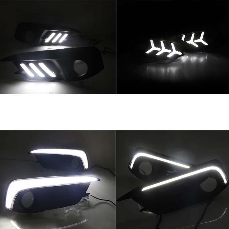 

Car Flashing LED DRL Daytime Running Lights For Honda Civic 10th 2016 2017 2018 Turning Signal Yellow with Fog Lamp hole