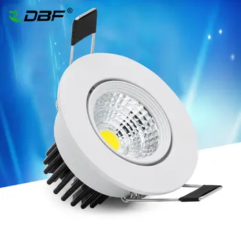 

[DBF]Angle Adjustable Non Dimmable 5W LED Recessed COB Downlight White Housing LED Ceiling Spot Lamp AC110V/220V Indoor Lighting