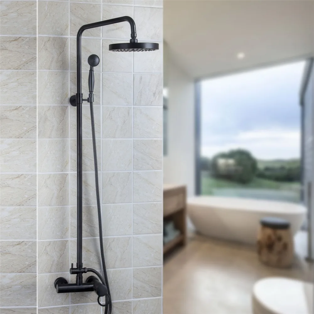 New Best!Rainfall shower faucet set with Bathroom tub faucet mixer+handle shower wall mount Oil Rubbed Bronze