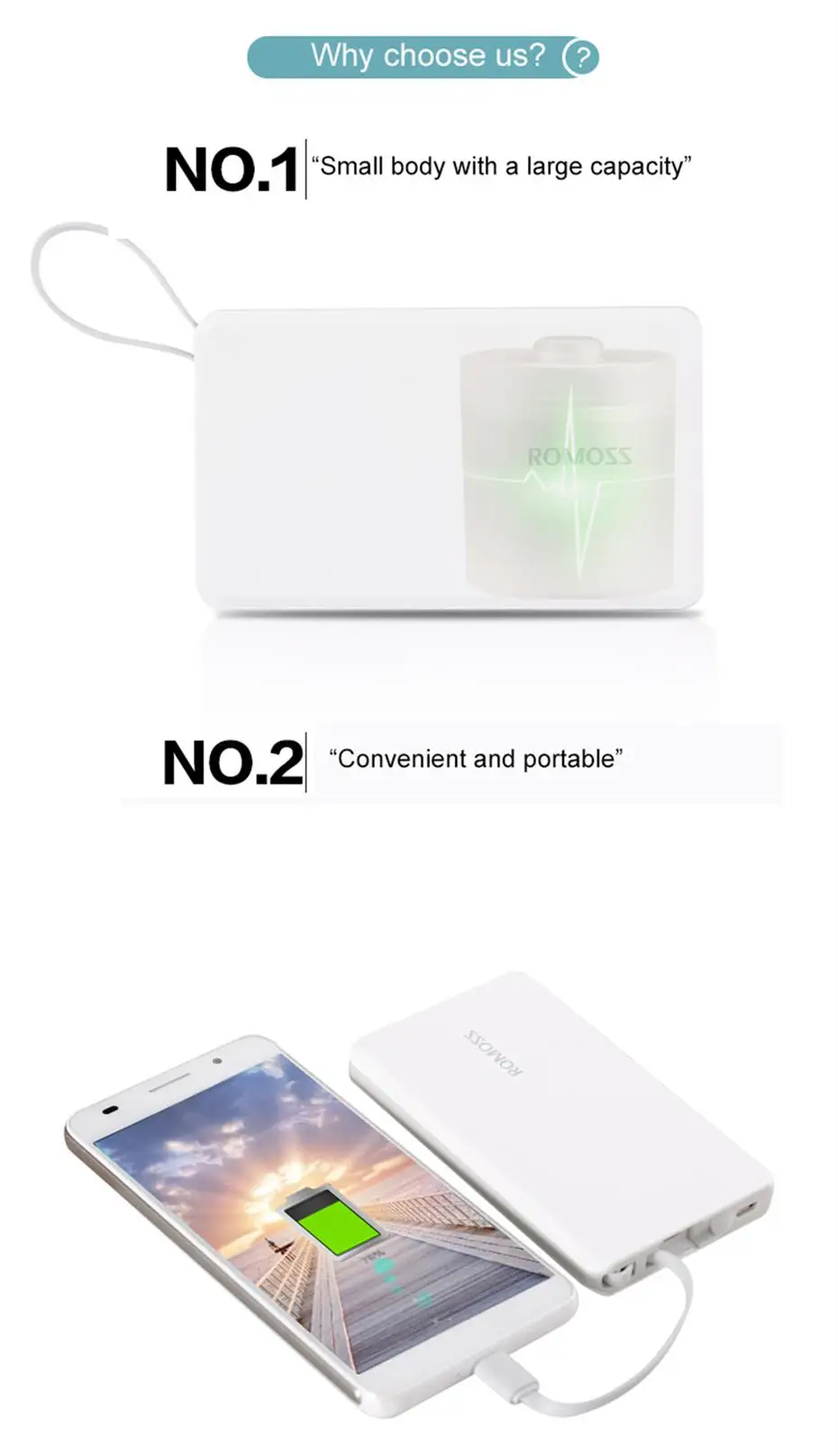 ROMOSS QS05 5000mAh Power Bank Pocket-Size External Battery Pack 2