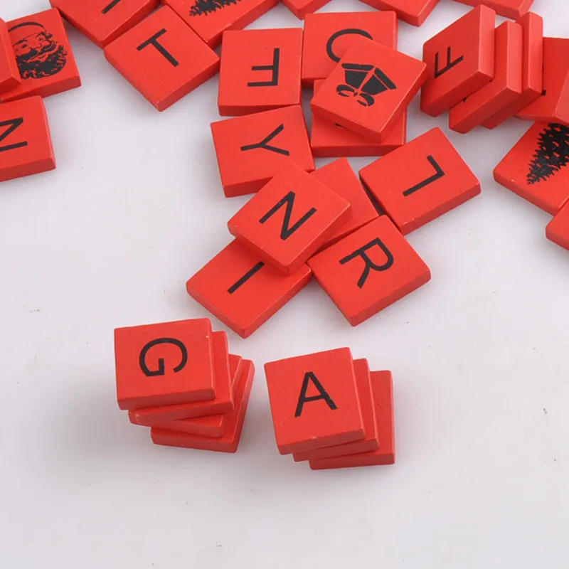 Botreelife Tuiles Alphabet Anglais Bois Scrabble Lettres pour Artisanat Décoration DIY Rouge
