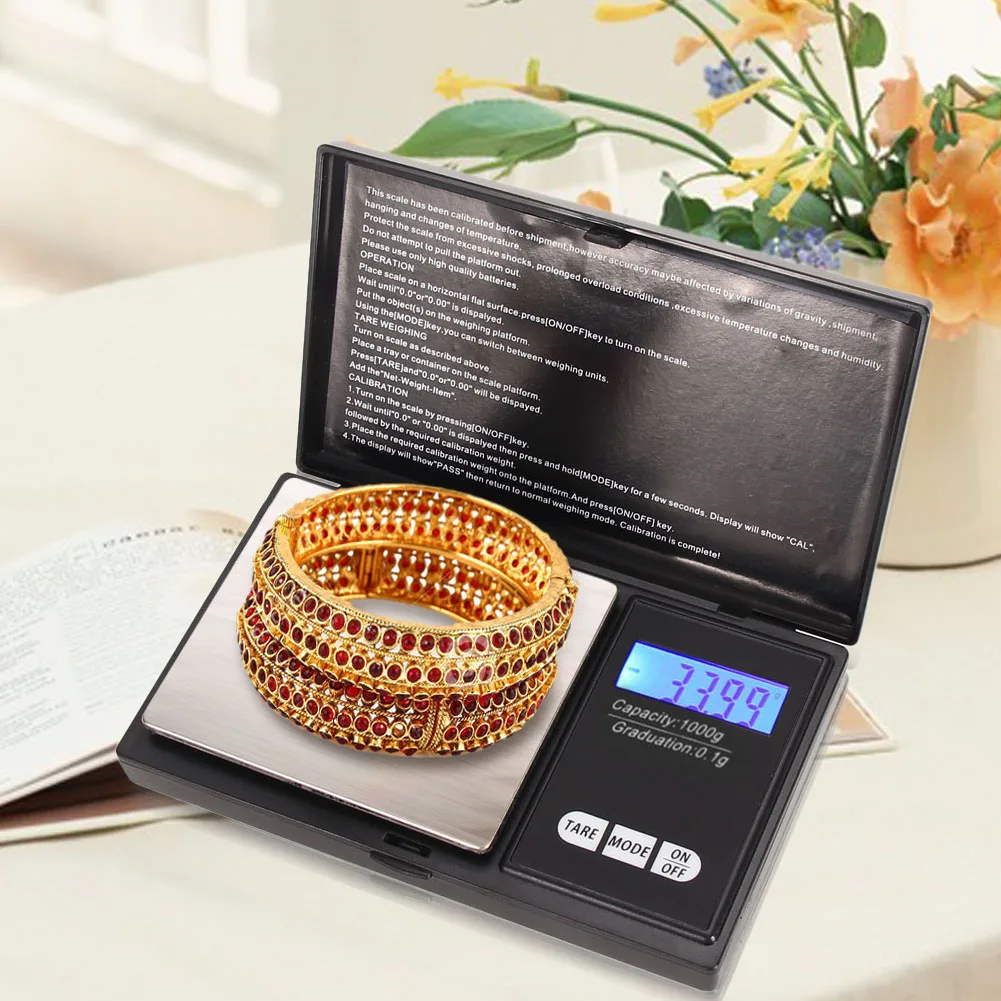 

1000g x 0.1g Professional Mini Gram LCD Electronic Scale Pocket Digital Scale Jewelry Gold Diamond Weighting Balance Scale
