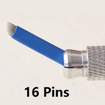 

100pcs 16Pins Needle Eyebrow Tattoo Blades for 3D Embroidery Manual Microblading Pen Permanent Makeup Free Shipping