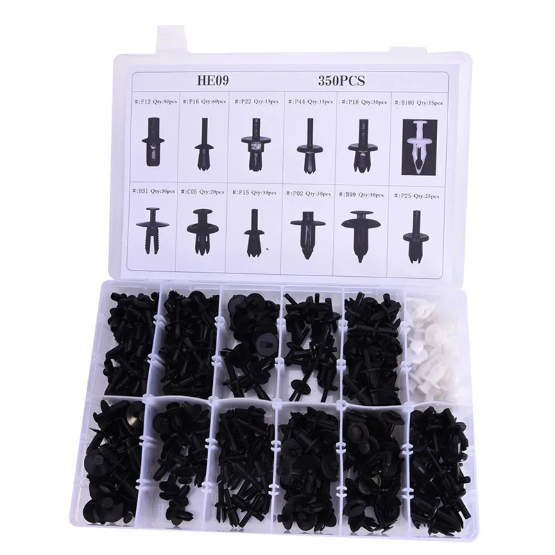 350Pcs 12Size Universal Car Body Panel Plastic Rivets Fasteners