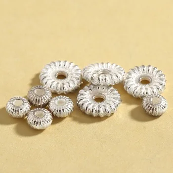 

2pcs Multi Size 925 Sterling Silver Wheel Spacer Jewelry Decoration Silver 925 Silver Flat Round Beads DIY Jewelry Make Findings