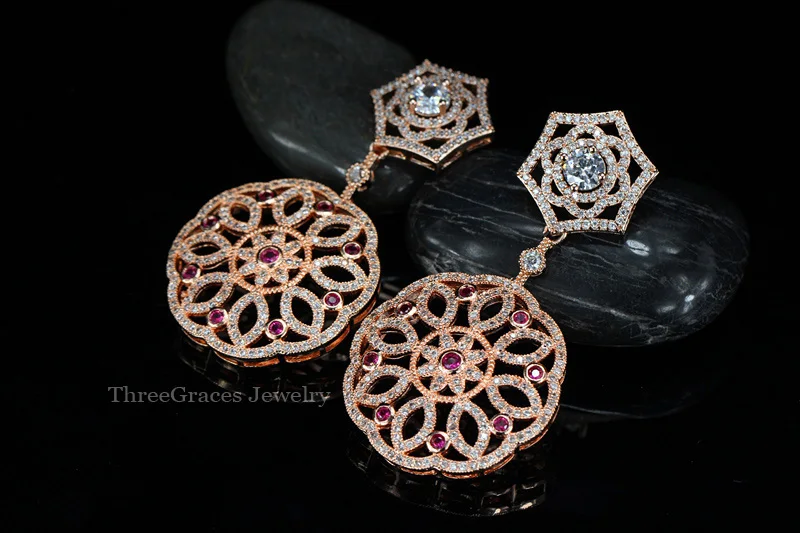 ThreeGraces Роскошные африканские нигерийские ювелирные изделия цвета розового
