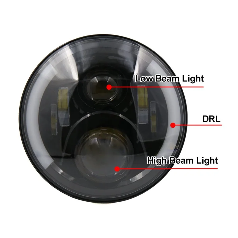 2Pcs 7 inch Round HiLo Beam LED Headlights With DRL Halo Angel Eye For Jeep Wrangler JK 2007-2016 (3)