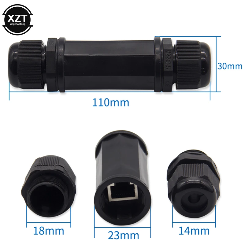 RJ45 Waterproof IP67 Ethernet Network Cable Connector Double Head Outdoor LAN Coupler Adapter Female Cat5 6 7 8P8C High Quality