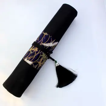 

Free shipping Chinese style cotton material roll punch pencil bag pencil case hand made