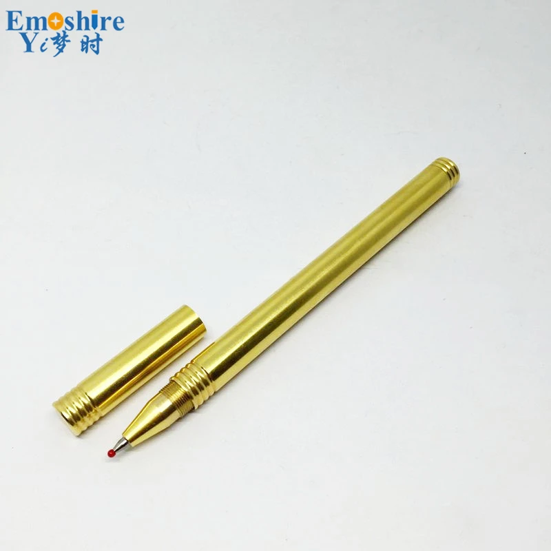 Emoshire The latest bright brass pen High quality pure copper pen Handmade metal Gel pen Brass gold hoop bar pen (14)