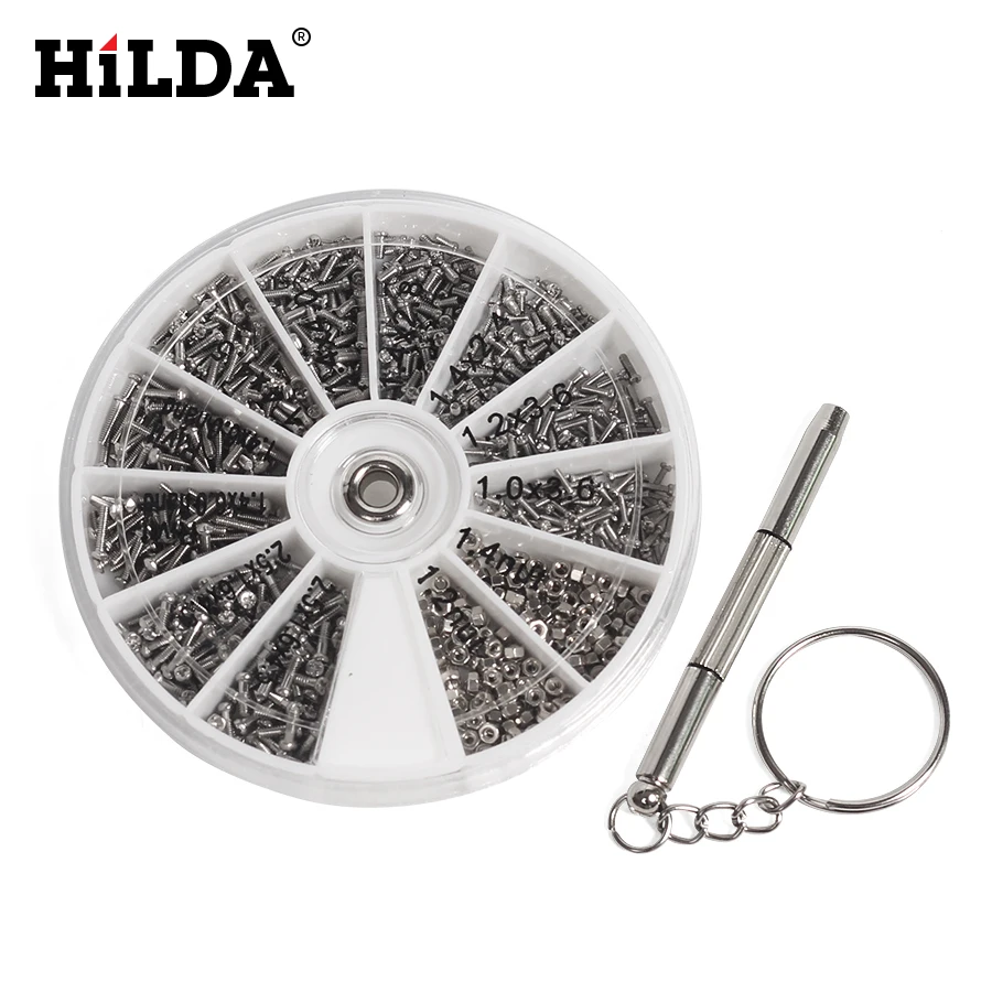 

HILDA 12 Kinds 600Pcs/set of Stainless Steel Screws Nuts Accessories With One Screwdriver For Hand Tool Repair Drill Bit Kits