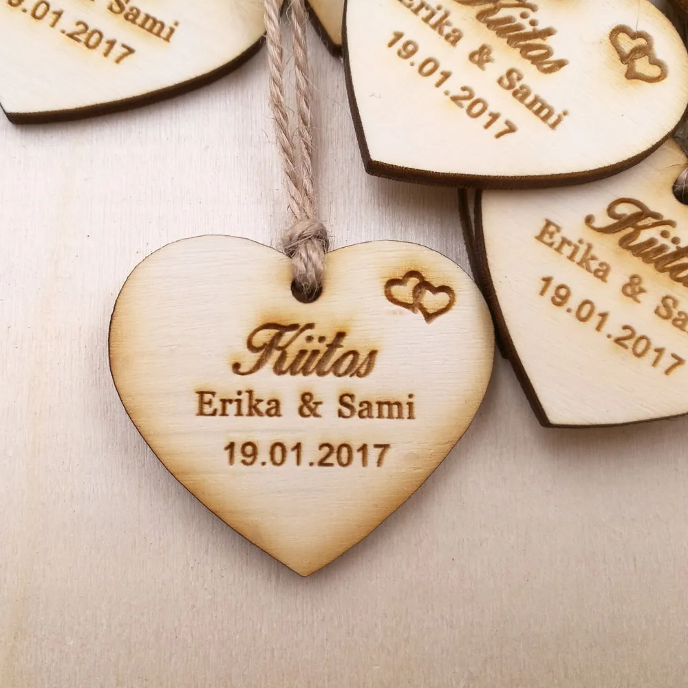 Custom save the date Wooden Tags,Personalized wedding favor tags, rustic Bridal Shower Favor Tags wooden heart wedding tags
