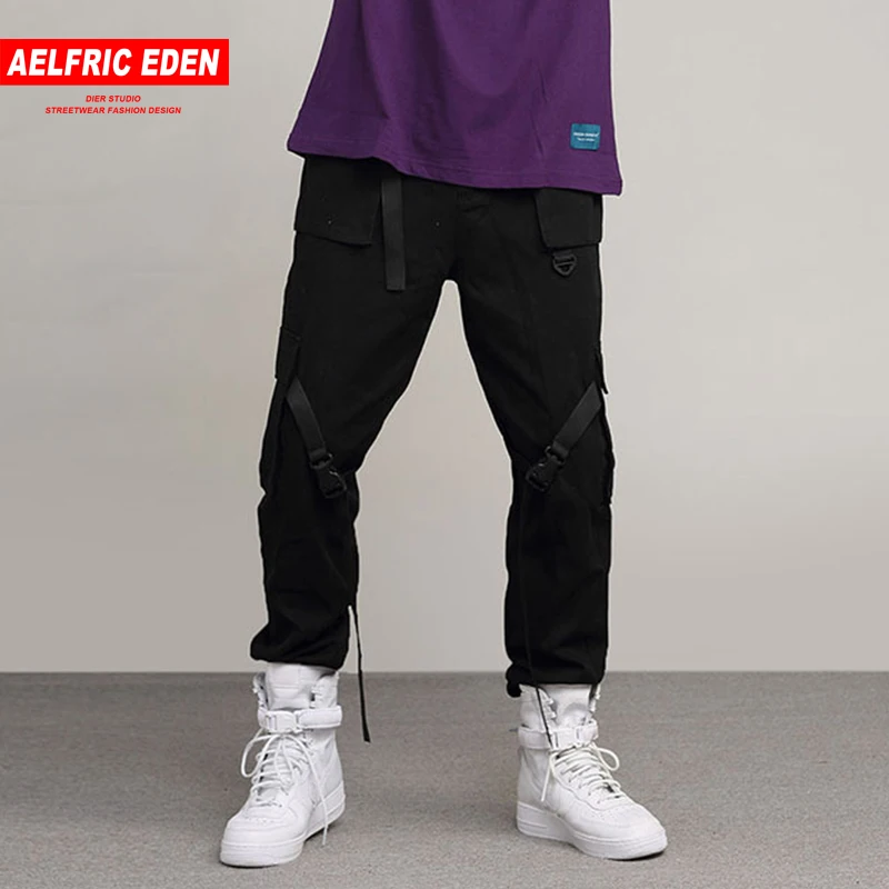 Aelfric Eden 2018 Summer Cargo Joggers Mens Casual Pants Sashes Elastic ...