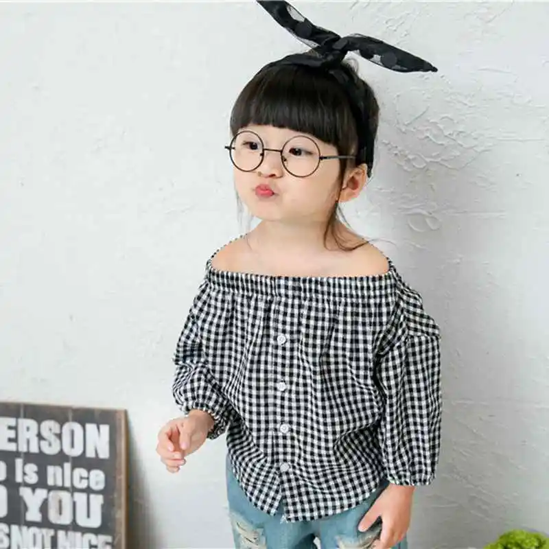 2016 nuevas camisas a cuadros para niñas primavera slash cuello niños camisas de algodón de calidad blusa de niña|kids plaid shirts for blouse - AliExpress