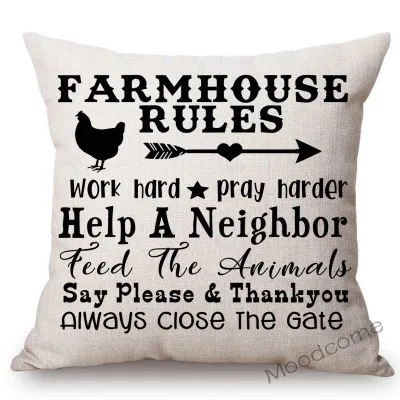 Nordic Farm Animals Sweet Farm Life Rule Principle Letter Art Sofa Throw Pillow Case Retro Cotton Linen Car Pillow Cushion Cover - Цвет: T218-11