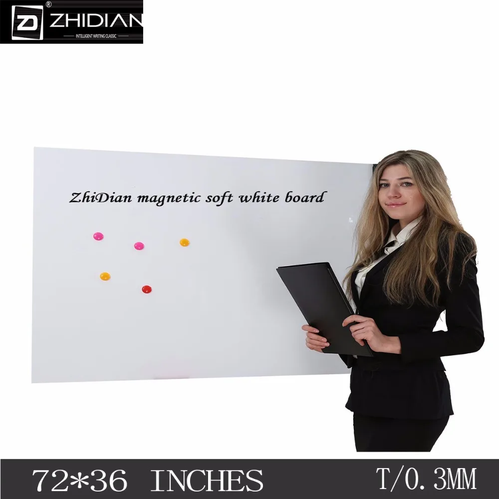 

ZhiDian 72*36"soft magnetic whiteboard dry-erase board white wall Back without glue don't damage metope T/0.3MM