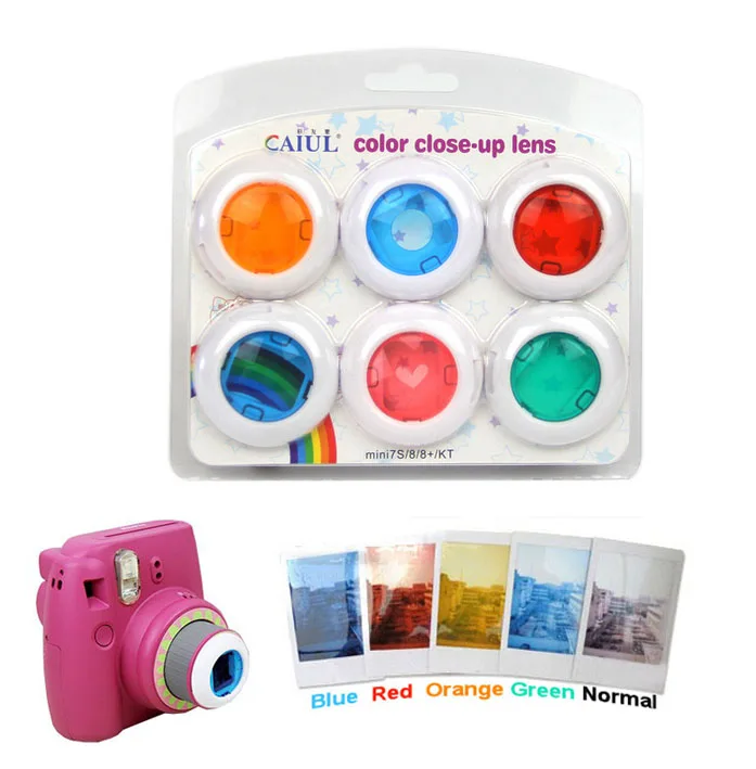 

Fujifilm Instax Mini 8 7S 8+ Kitty Instant Camera Colorful Filters Round Heart Shape Camera Close Up Lens 6 PCS/Set