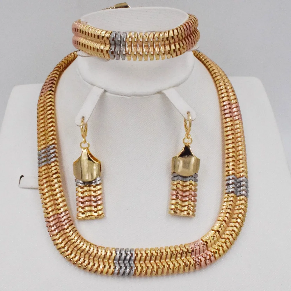 Новый Дизайн Дубай 3 вида цветов вечерние свадебные ювелирные изделия Комплект ожерелье браслет серьги кольцо Африканский для женщин Новый Дизайн Дубай 3 вида цветов вечерние свадебные ювелирные изделия Комплект ожерелье браслет серьги кольцо Африканский для женщин