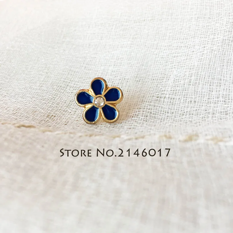 

10pcs Masonic Forget-Me-Not Flower Lapel Pin with Rhinestone Badge Metal Craft Small Size Freemasonry Custom Brooch Pins