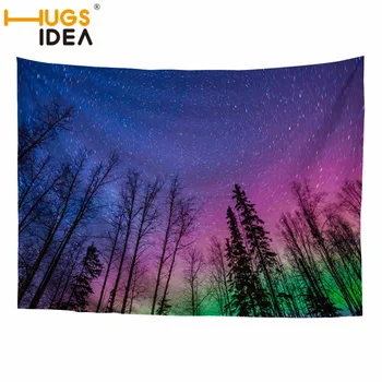 

HUGSIDEA 4 Size Tapestry Galaxy Forest Wall Tapestry Beach Towel Yoga Pad Blanket Camping Mattress Pad Table Cloth Decoration