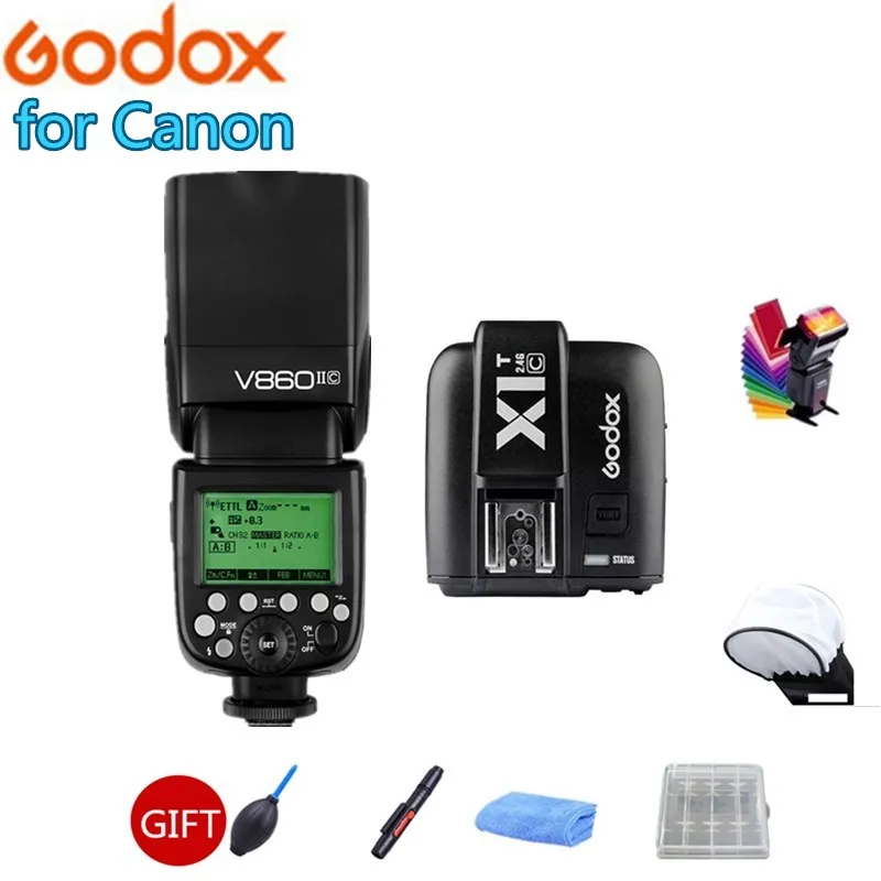 

Godox V860IIC V860II C Flash Speedlite GN60 HSS 1/8000s TTL Flash Light + X1T-C Wireless Flash Trigger Transmitter for Canon