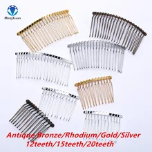 MINGXUAN 10 шт./лот 12/15/20 Зубы золото/серебро цветная Шпилька Свадебные аксессуары для волос с металлическими украшениями; гребни для самостоятельного создания ювелирных украшений