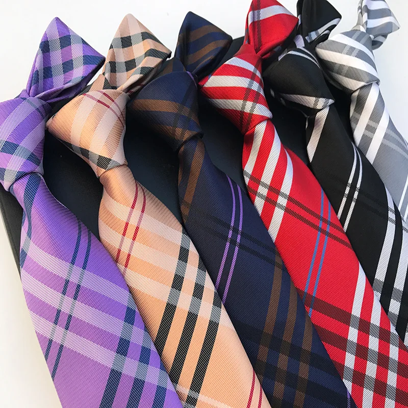 Полиэфирный жаккардовый 8 см Модный клетчатый галстук деловой Повседневный галстук тонкий галстук подарки для мужчин
