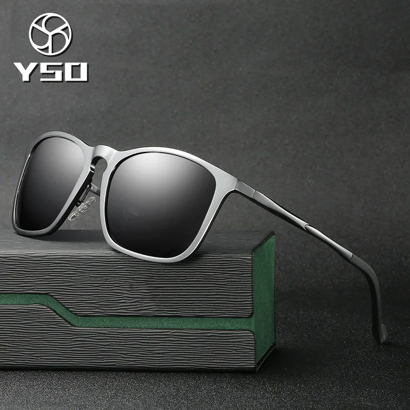 

YSO Sunglasses Men Polarized UV400 Aluminium Magnesium Frame HD Lens Sun Glasses Driving Glasses Square Accessories For Men 8575