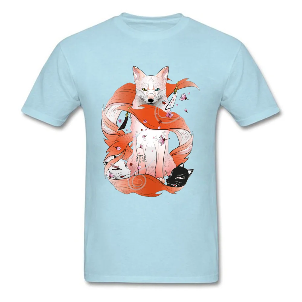 Red Kitsune T-Shirt comfortable Short Sleeve Company O-Neck Cotton T Shirt Simple Style Tee-Shirt for Men Labor Day Red Kitsune light